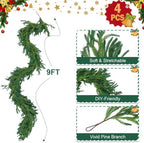 Hananona 4Pcs 9FT Christmas Garlands, Real Touch Norfolk Pine Garland - Image 4
