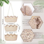 The Door Hanging Basket 3 Tier Scalloped Hanging Storage Basket, Brown - Image 2