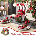 ZeeDix Christmas Wreath Napkin Rings Set of 24, Holiday Christmas Napkin Ring Holders for Cloth Napkins, Serviette Buckles for Thanksgiving Holiday Dinner Party Table Setting - Image 4