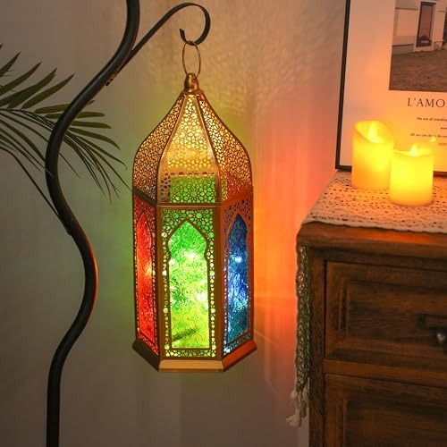 TRIROCKS Moroccan Lantern – 15'' Gold Hexagonal Candle Lantern with Tempered Glass Decorative Indoor Outdoor Ramadan Lantern for Garden Yard Patio Wedding Parties Events - Image 6