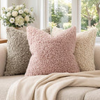 Foindtower Decorative Fuzzy Faux Fur Throw Pillow Covers 26x26 Dusty Rose - Image 4