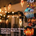 27.8Ft Halloween Flickering Flame String Lights Fake Flame Flickering String Lights with 25+4Pcs C18 Flame Light Bulbs, for Home Mantel Party Indoor Outdoor Fall Halloween Decorations, 1W - Image 5