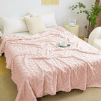 Aganear Fleece Throw Blanket for Couch Sofa 60"x80" Pink - Image 4