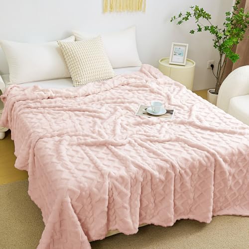 Aganear Fleece Throw Blanket for Couch Sofa 60"x80" Pink - Image 4