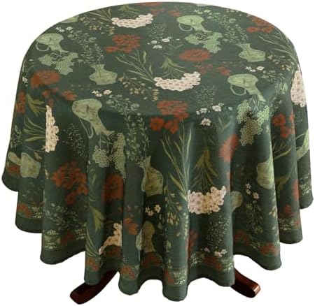 ISAENNE Designer Vintage Green Round Tablecloth,Diameter 67" by Isaennehomedecoration
