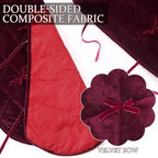 48 Inches Quilted Christmas Tree Skirt, Thick Rustic Trees Skirt, Burgundy - Image 3