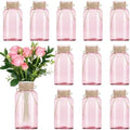 12 Pack Mason Jar Vases for Centerpieces, Pink Glass Flower Vase by LEYIQU