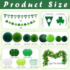 St Patricks Day Decorations, 62PCS Saint Patricks Day Decor Include Shamrock Clover Banner Paper Fan Paper Lantern Tissue Honeycomb Ball Balloons Tinsel Garland for Irish Party Supplies - Image 2