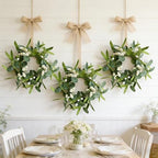 12 Pcs Green Artificial Eucalyptus Swag Wreaths Spring Summer Wreath with White Berries Mini Green Kitchen Cabinet Wreaths with Ribbon for Front Door Porch Wall Window Farmhouse Decoration - Image 4