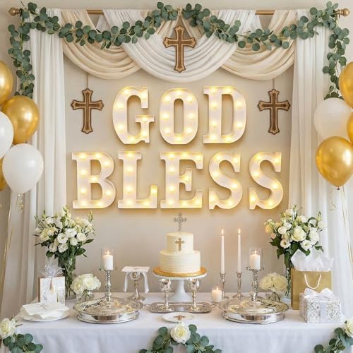 Aurelema 8 Pcs God Bless LED Letter Lights Sign Decorations - Image 4