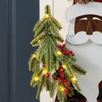 Glitzhome 36''H Lighted Wooden Africa Santa Porch Decor with Timer & LED Lights, Christmas Standing Santa Porch Sign Decor with Xmas Tree and Welcome Plaques for Front Door Outdoor Decor - Image 6