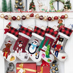 BHD BEAUTY Burlap Gray Red Non-Woven Fleece Fabric Lovely Embroidery Pattern Set of 5 Christmas Stocking for Family Decorations Hanging Ornament for Xmas Holiday Party 20 inches by bhdbeauty
