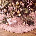 Foilswirl 36 Inch Dusty Pink Velvet Quilted Christmas Tree Skirt - Image 3