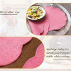 AHHFSMEI Round Faux Linen Placemats Set of 8 Heat Resistant Non-Slip Stain Proof Table Mats for Kitchen Dining Elegant Decor Place Mats (8, Pink) - Image 5