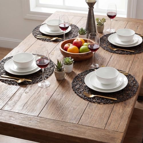 Threehoney Paper Braided Round Placemats, Set of 24, Black, 13 in - Image 5