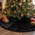AOGU 48 Inch Black Christmas Tree Skirt, Faux Fur Halloween Tree Skirt by AOGU