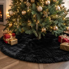AOGU 48 Inch Black Christmas Tree Skirt, Faux Fur Halloween Tree Skirt by AOGU
