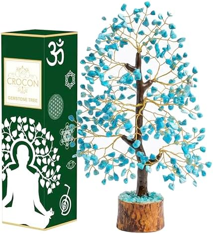 Crocon® Turquoise Crystal Tree of Life for Unique Gifts for Mom, Dad, Home by Crocon