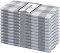 Cotton Clinic Set of 12 Cloth Napkins Gingham Check 100% Cotton 20x20 inches - Soft Durable Washable - Ideal for Events Wedding Christmas Easter - Perfect Everyday Use Table Dinner Napkins Grey by CottonClinic