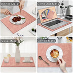 Homaxy PU Faux Leather Placemats for Dining Table, Set of 8, Pink - Image 5