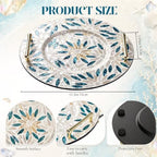 Mother of Pearl Decorative Tray with Metal Handle, Retro - Image 2