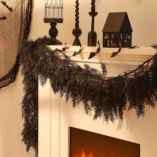 Dingion 1 Pack 9 ft Halloween Black Artificial Cedar Garland by Dingion