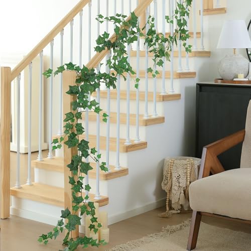 mizii 5 Pack 395" Artificial Vines Ivy Garland Fake Vine Realistic Silk Green Leaves Faux Hanging Plants Greenery Decoration for Outdoors Wedding Arch Party Indoor Mantle Bedroom Home Decor - Image 5