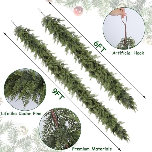 yofit 6FT Artificial Cedar Pine Garland Christmas Decorations - Image 3