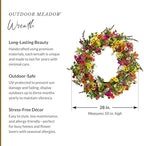 Balsam Hill Outdoor Meadow Spring & Summer Wreath - 28" Premium UV-Protected Floral Door Wreath for Front Door, Patio, Garden & Year-Round Outdoor Display - Image 3