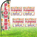 Buryeah 5 Sets Flower Banner Sign Kit Including 1 Flower Feather Flag 4 Double Sided Arrows Signs with Metal Stakes for Outside, Business Advertising, Directional Signage(Pink) by Buryeah