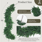 Hananona 9 FT Christmas Garland, 2 Pcs Real Touch Cedar Garlands - Image 2