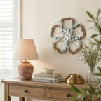 Remenna Metal Flowers Wall Decor, Rustic Floral Art, White & Blue, Farmhouse Hanging Decoration for Living Room, Bathroom, Garden - Image 7
