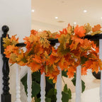 PARTY JOY 6PCS Orange Leaf Garland, 5.6Ft Halloween Garland Artificial Maple Leaf Autumn Hanging Fall Vines Thanksgiving Decorations Fall Decor - Image 6
