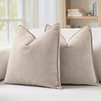 MIULEE Pack of 2 Beige Euro Shams Chenille Pillow Covers 24x24 Inch by MIULEE