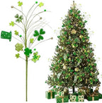 Thiccywoov 12 Pcs St. Patrick's Day Shamrock Berry Stems Decor Tree Glitter Stems Ornaments for DIY Holiday(Green,Shamrock) by Jgiusenfg