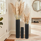Black Tall Floor Vase - Set of 3 Large Metal Decorative Vases by Unknown