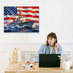 July 4th Patriotic Canvas Wall Art 4th of July USA Decorations American Flag Battleship Picture Wall Decor Independence Day Home Decor 20x24in - Image 7