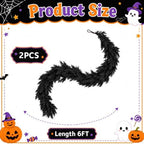 2 Pcs 6ft Black Halloween Cedar Garland, Gothic Vine Twig Mantle Decoration - Image 2
