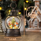 Christmas Snow Globes Lantern, Winter Scene with Highland Cow Christmas Tree, Musical Snowglobe with LED Lights & 6h Timer Swirling Glitter Holiday Decortaions Gifts, USB/Battery Powered - Image 5