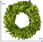 Boxwood Wreath X-Larger 22 inch Preserved Nature Boxwood Wreath Home Decor Stay Fresh for Years for Door Wall Window Party Décor Spring Summer Fresh Green Wreath - Image 6