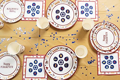 Traditional Passover Tableware Pack: Disposable Paper Plates, Napkins and Cups Set for 20 - Image 5