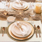 Kochorie 6 Set Handmade Boho Placemats Natural Cotton Burlap Table Mats, 6 Rectangle with Tassel & 6 Round Bulrush Placemats Farmhouse Weave Place Mats for Rustic Dining Table Kitchen Decor - Image 6