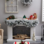 6ft. Flocked Artificial Christmas Garland with Pine Cones and 35 Warm White LED Lights,Green - Image 5
