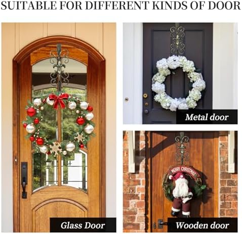 Golden Wreath Hangers for Front Door, Vintage Metal Wreath Hanger, 15.5" Elegant Door Hanger, Door Wreath Hanger for Easter Christmas Halloween Fall Decoration, Welcome Sign Wreath Hangers for Door - Image 4