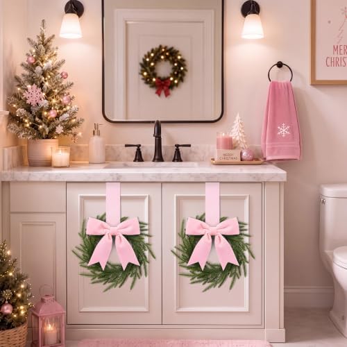 6 Pcs Christmas Pink Wreaths Kitchen Cabinet Decorations - Image 6