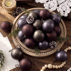 24 Pcs Neutral Christmas Ornament 2.36'' Textured Tree Decor,Dark by Suilung
