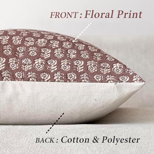 Foindtower Long Floral Print Lumbar Throw Pillow Covers 14×36 Inch,Wine Red - Image 2