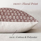 Foindtower Decorative Floral Print Throw Pillow Covers 24×24 Inch,Wine Red - Image 2