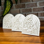 Set of 3 Islamic Table Decor – Elegant Arabic Calligraphy for Home or Office – Unique Islamic Art Piece, Perfect for Eid, Ramadan, or Daily Inspiration – White Stone Powder Statue - Image 2