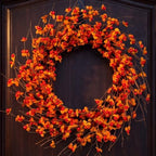 Autumn Bittersweet Wreath 22 inch - Handcrafted Fall Harvest Front Door Decoration Artificial Orange Berries and Yellow Leaves, Perfect for Thanksgiving, Halloween, and Outdoor Home Décor - Image 7
